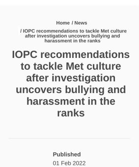 IOPC: Tackle Met Culture 