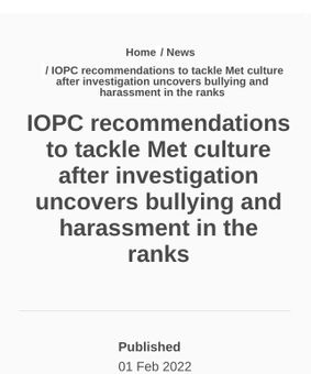 IOPC: Tackle Met Culture 